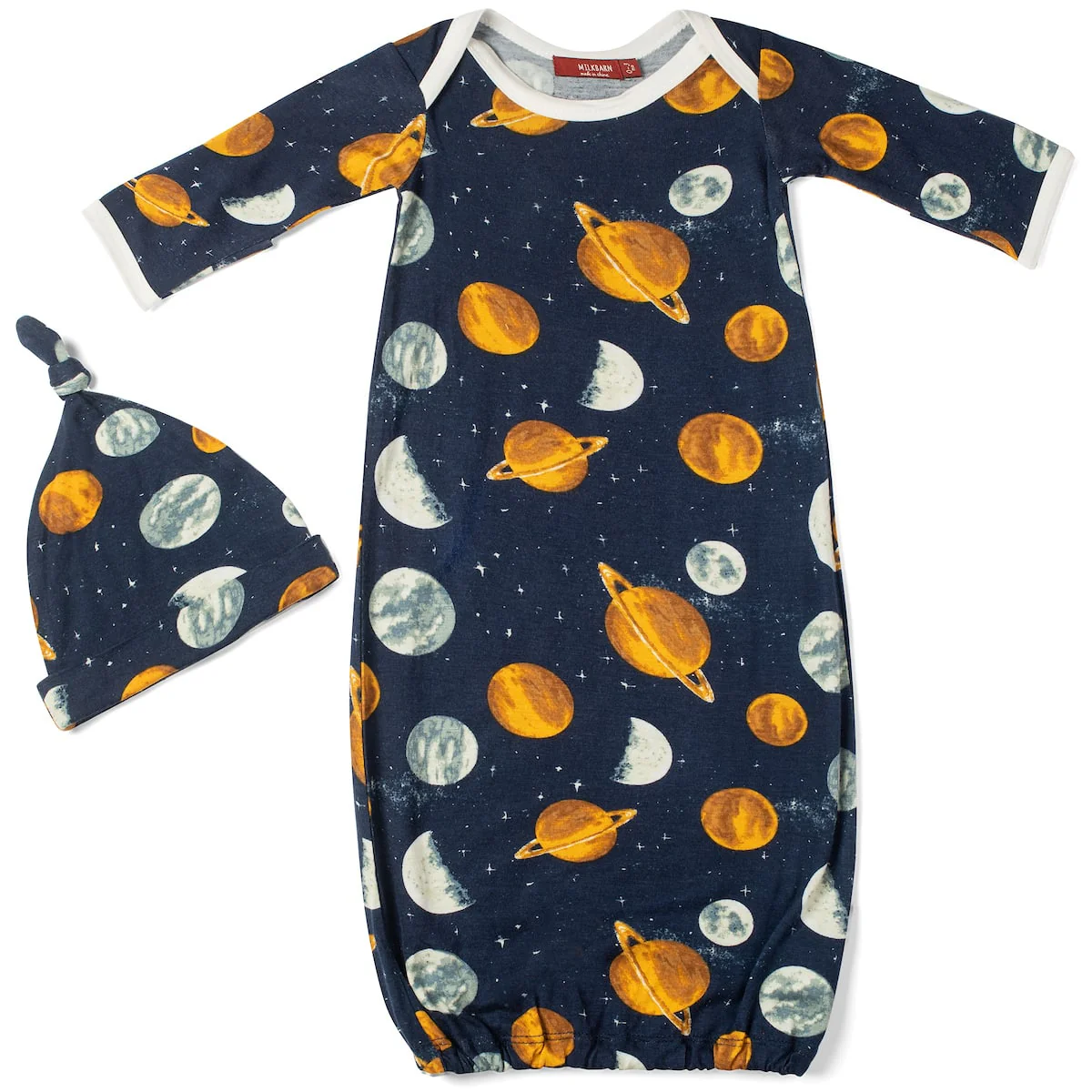 Planets Bamboo Newborn Gown & Hat Set