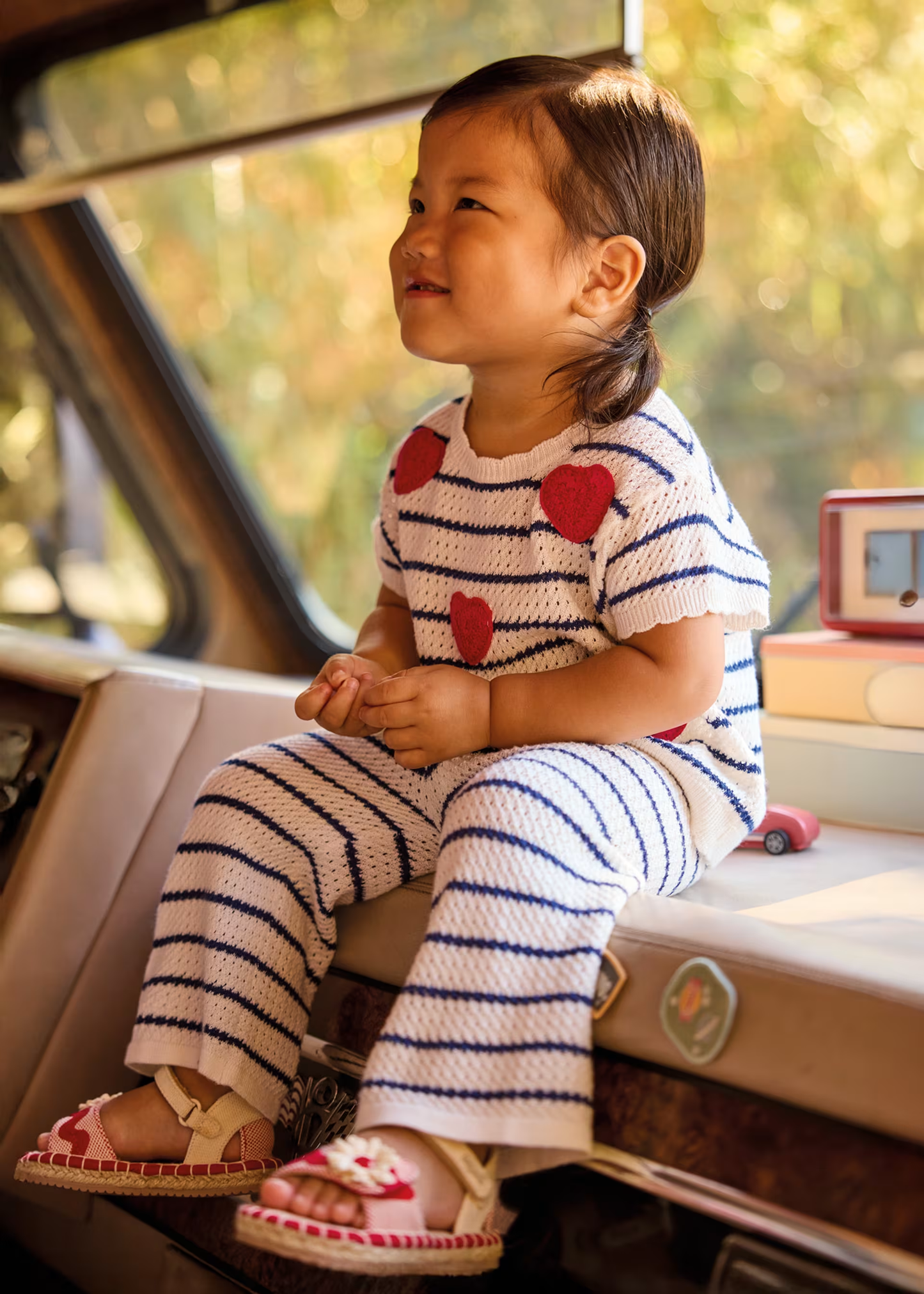 Baby Pants and Heart Top Set - Natural