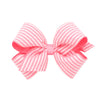 Medium Genuine Seersucker Fabric Grosgrain Overlay Hair Bow with Knot