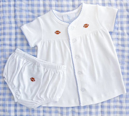 Pinpoint Layette Knit Set - Football