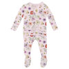 Print Muffin Ruffle Footie with 2 Way Zipper - Shrinking Violet Pressed Flowers