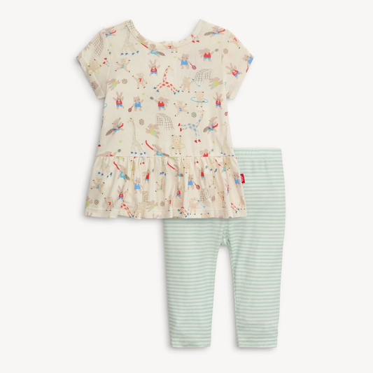 Furry Field Day Modal Magnetic Play All Day Peplum Top + Leggings Set