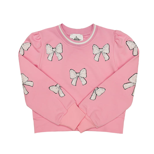 Light Pink White Bow Sweatshirt