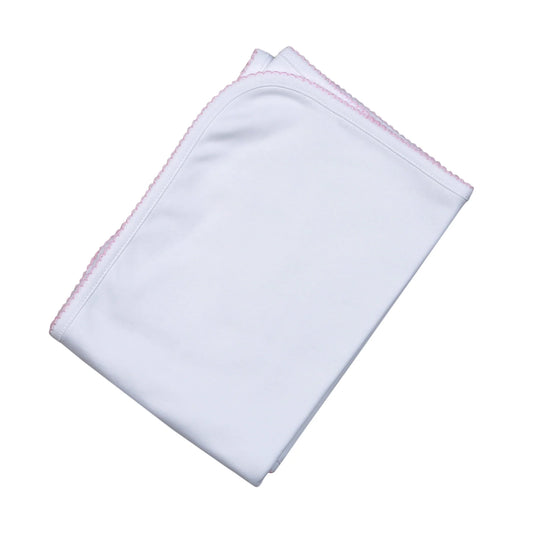 White Receiving Blanket Pink Trim