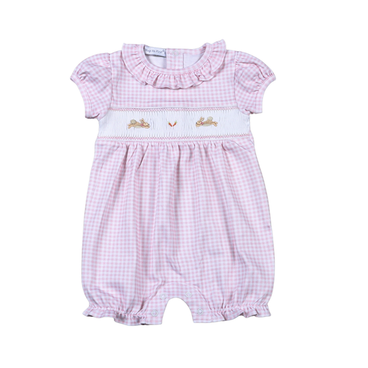 Pink Hand Smocked Easter Bunnies Bubble