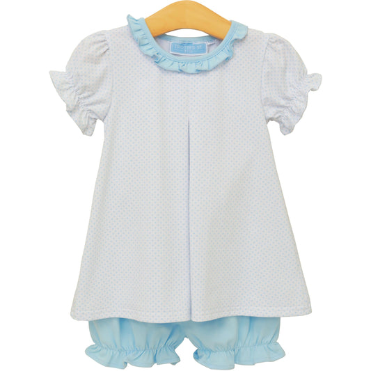 Harriet Bloomer Set - Light Blue Bitty Dot