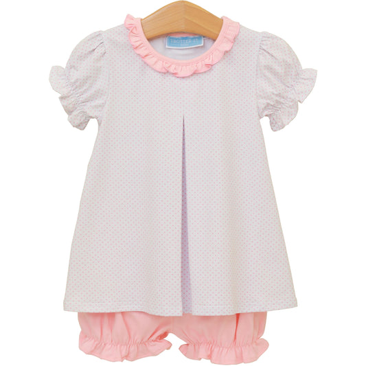 Harriet Bloomer Set - Light Pink Bitty Dot