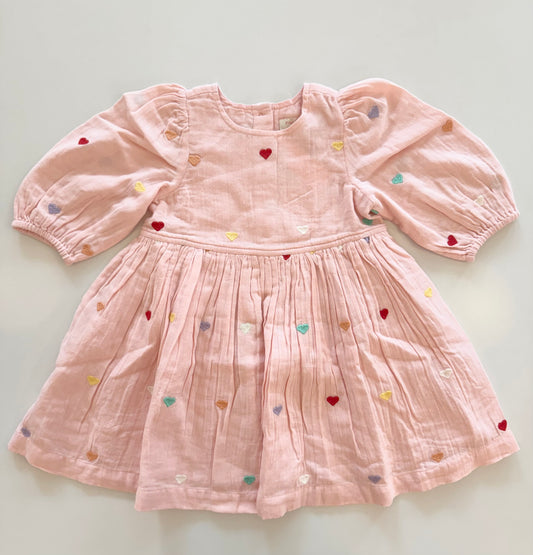 Girls Brooke Dress - Candy Heart Embroidery