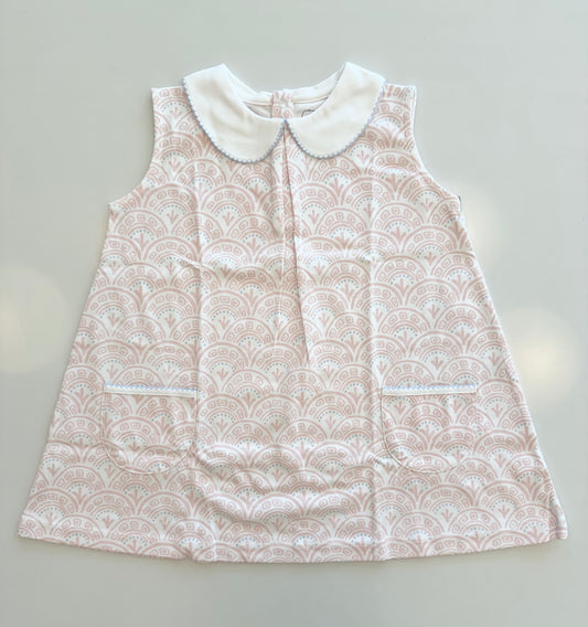 Sleeveless Pocket Twirl Dress - Pink Scallop