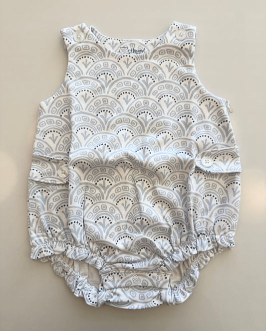 Boy Sleeveless Bubble - Blue Scallop