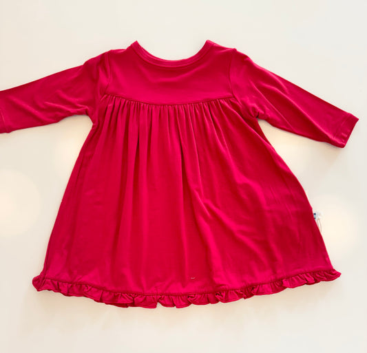 Classic Long Sleeve Swing Dress - Crimson