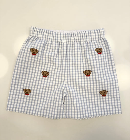 Labrador Leo Short, Light Blue Check Seersucker