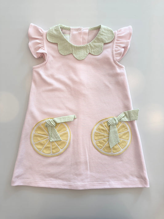 Lemon Alice Dress, Pink Bitty Stripe Knit