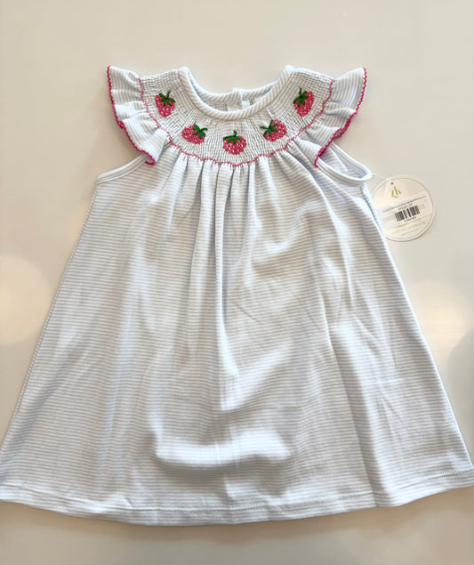 Strawberry Billie Bishop Dress, Light Blue Bitty Stripe Knit