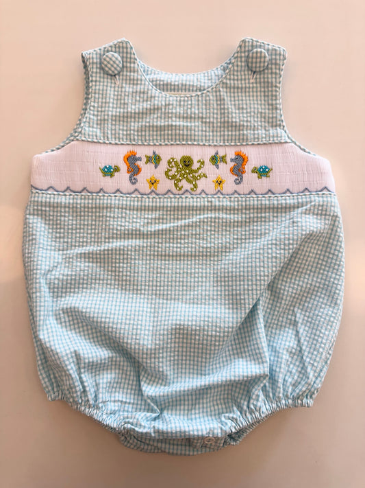 Under the Sea Christopher Sunsuit, Sky Mini Seersucker