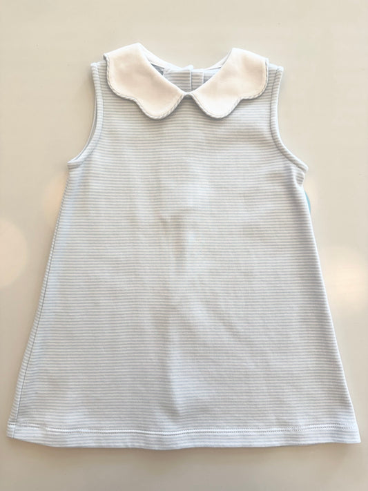 Bryar Dress Sleeveless, Light Blue Bitty Stripe Knit