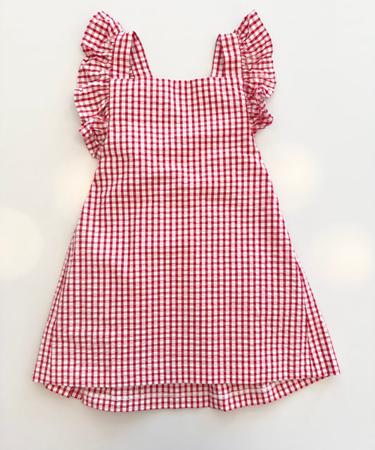 Skye Dress, Red Check Seersucker