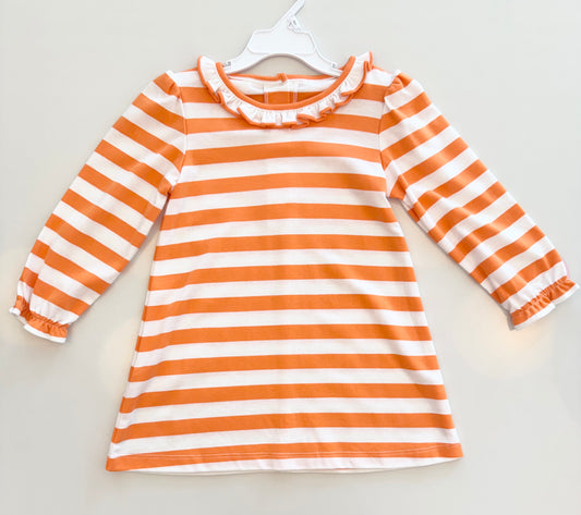 Susette Dress, Orange White Stripe Knit