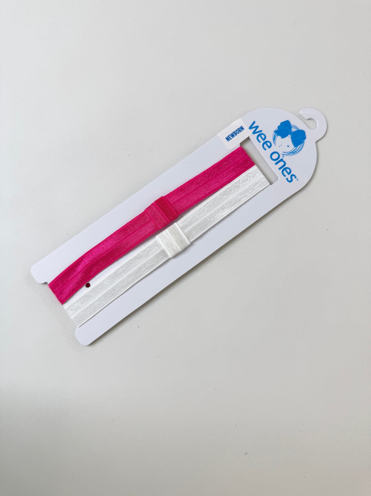 Add-A-Bow Elastic Girls Baby Bands - Two Pack Shocking Pink and White