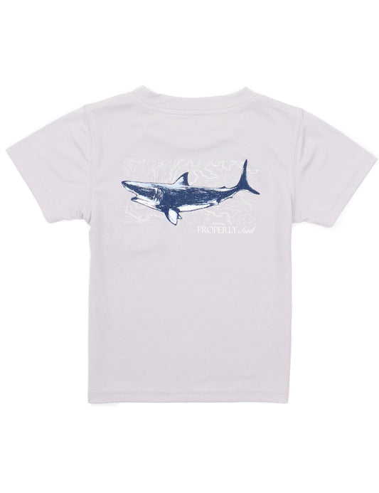 Properly Tied Boys Performance Tee Short Sleeve Topo Shark - Ice Grey