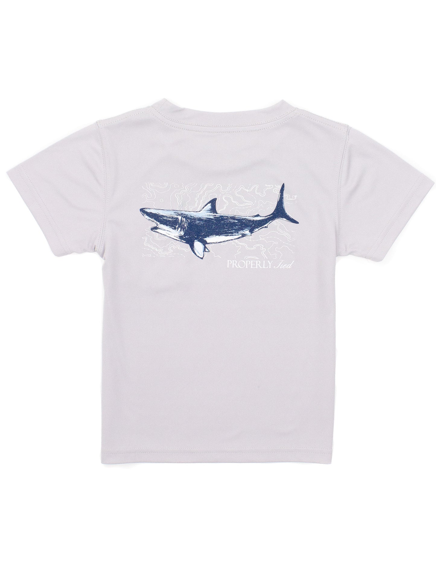 Properly Tied Boys Performance Tee Short Sleeve Topo Shark - Ice Grey