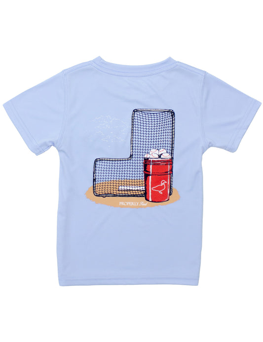 Boys Performance Tee Short Sleeve Baseball Bucket Light Blue