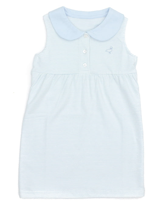 Properly Tied Girls Jackson Dress - Powder Blue Stripe