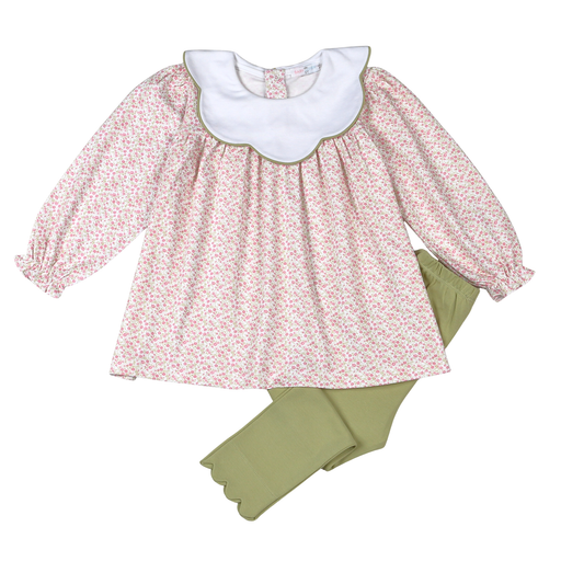 Melondy Pima Scallop Collar Top Set
