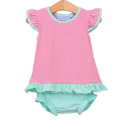 Mary Margaret Diaper Set - Pink Stripe/Mint