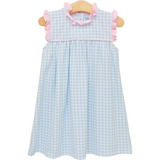 Meredith Dress - Light Blue Gingham/Light Pink