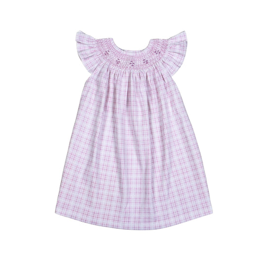Rossy Pink Plaids Pima Hand Smocked Bishop Dress