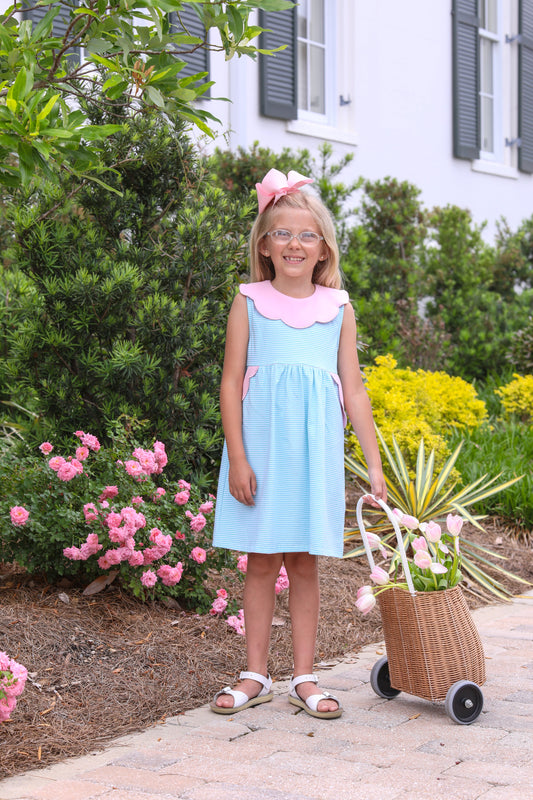 Penelope Dress - Mint Stripe/Light Pink