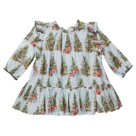 Girls Harper Dress - Trees and Presents