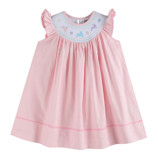 Pretty Pink Easter bunny Smocked Bishop Dress
