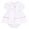 Sophie & Lucas Girls White Christmas Embroidered Merrymaker Dress - Bow on Back
