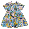 Girls Autumn Dress - Blue Large Sketched Floral