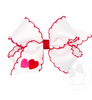 Grosgrain Double Heart Embroider with Stitched Edge