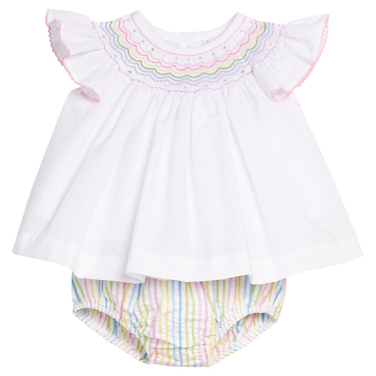 Smocked Bishop Diaper Set - Rainbow