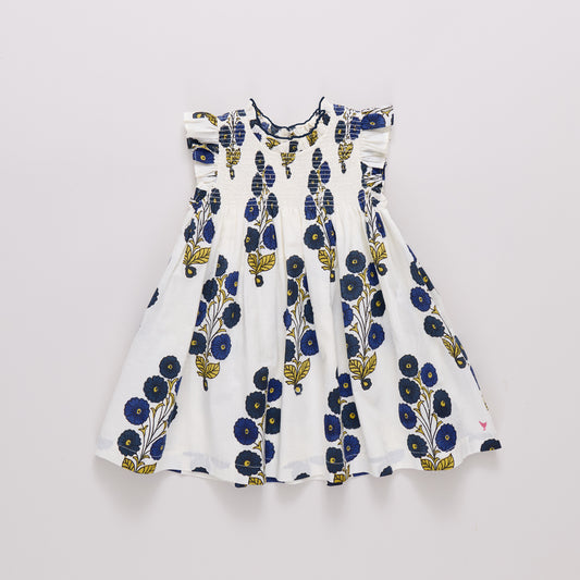 Girls Stevie Dress - Navy Buttercup Floral