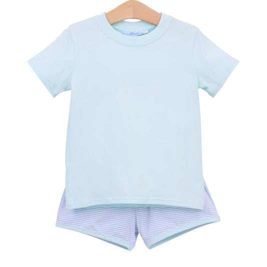 Thomas Short Set - Light Blue Stripe/Light Mint