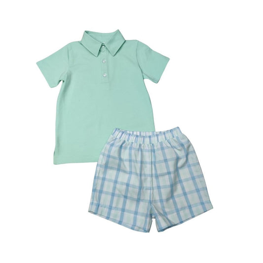 Classic Spring Fin Plaid Polo Short Set