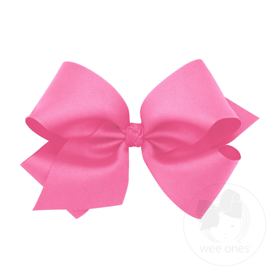 King Classic Grosgrain Hair Bow with Knot Wrap - Hot Pink