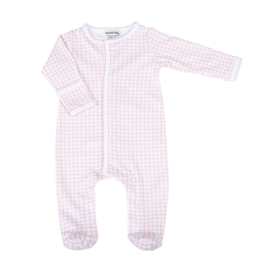 Mini Checks Footie Pink