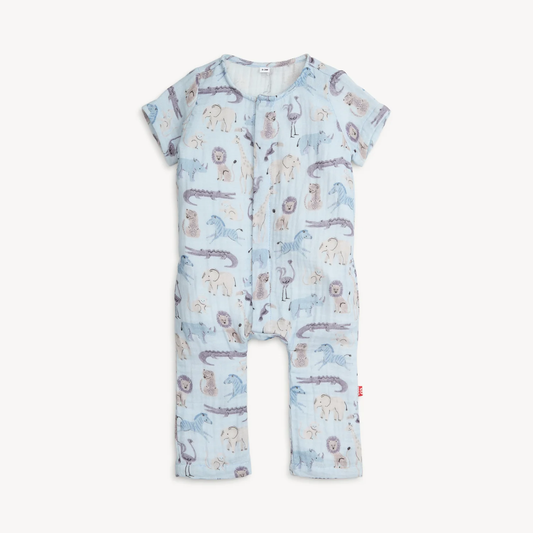 Jungle Jazz Cotton Gauze Magnetic Short Sleeve Romper