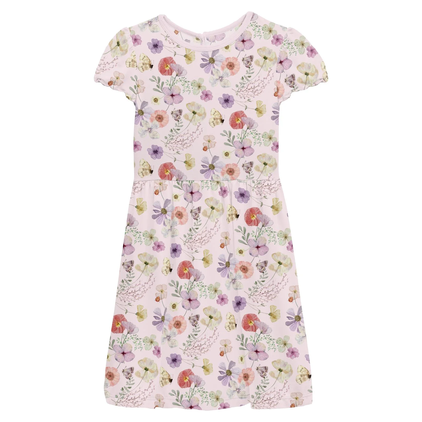 Printed Flutter Sleeve Twirl Dress with Pockets - Shrinking Violet Presses Flowers