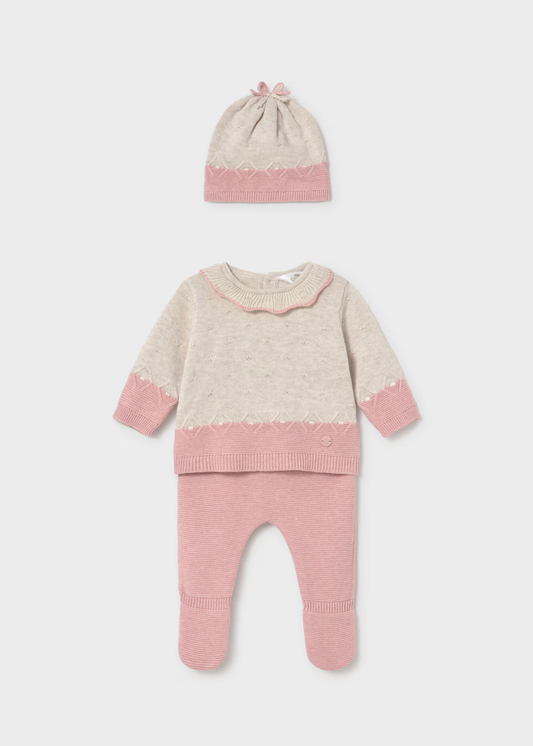 Newborn 3-Piece Knit Set - Rose