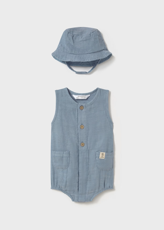 Newborn Romper with Hat - Denim