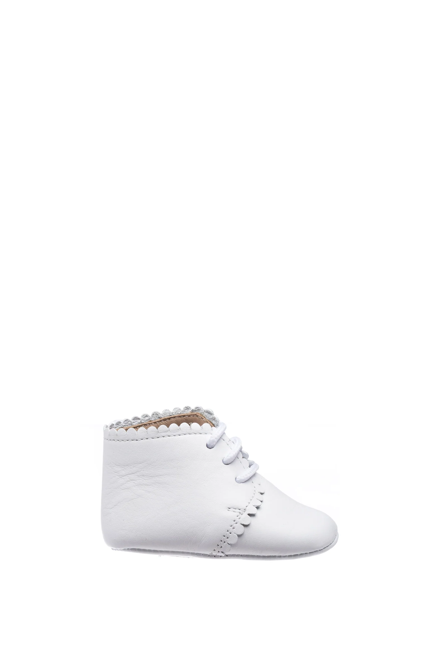 Scalloped Bootie - White Leather