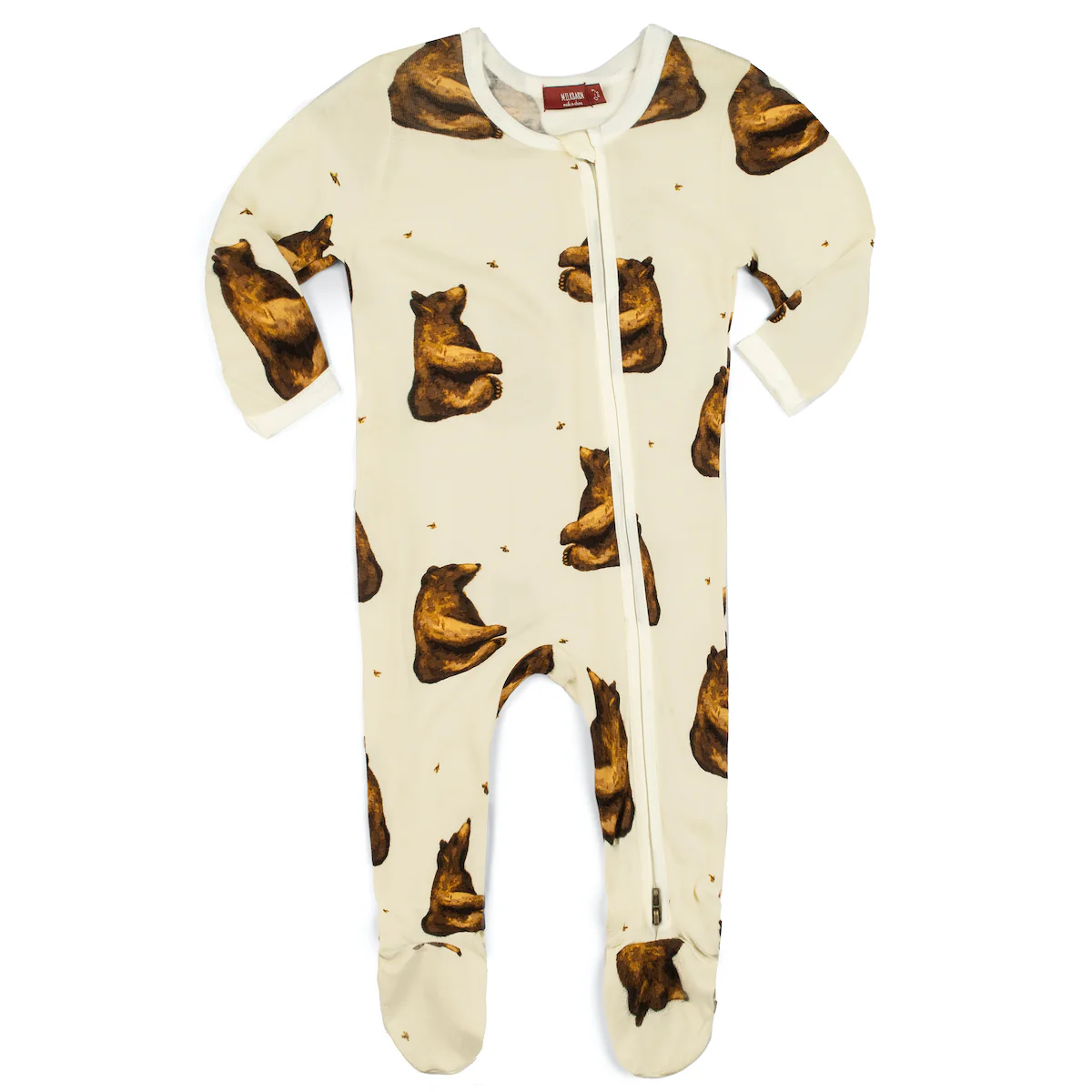 Honey Bear Bamboo Zipper Footed Romper