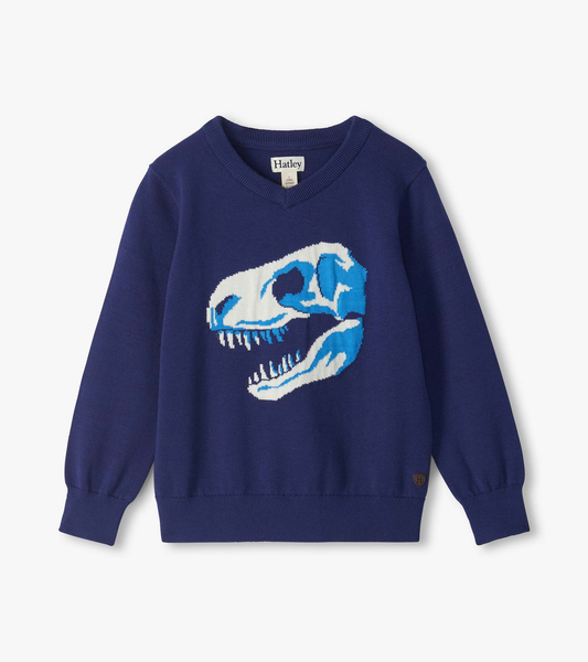 Dino Skull V-Neck Sweater